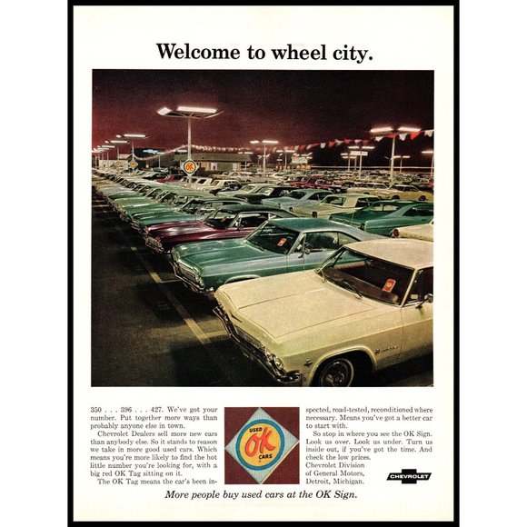 Chevrolet Art 968 Chevy Ok Used Cars Wheel City Car Lot Vintage